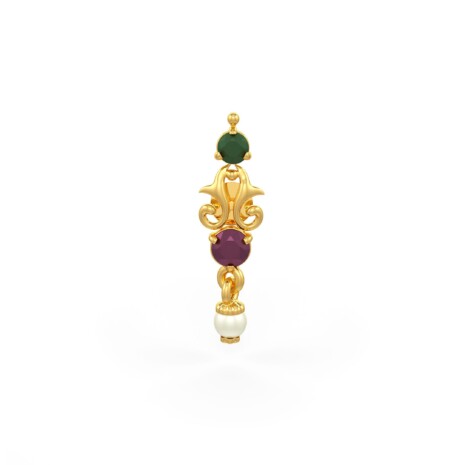 ruby emerald purl earrings