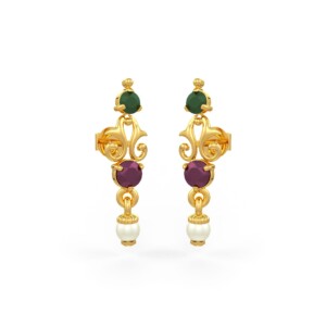 ruby emerald purl earrings