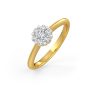 Gold ring with diamond cluster with white prongs